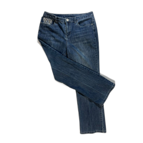 Embellished Silver Bling Pocket C Banks 8 Petite Cottage Boho Western  Straight - Picture 1 of 6